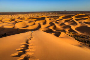 Male tourist photographing, sand dunes, afternoon, Erg Chebbi, Morocco, North Africa,Nikon D3x
