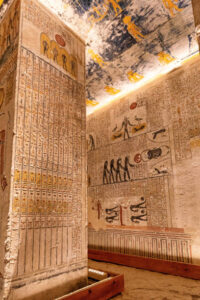 Tomb of Ramses V and VI in the Valley of the Kings in Luxor, Egypt. These are underground burial places of the ancient pharaohs. This tomb is also known as KV 9.
