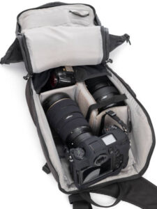 Professional camera bag isolated on white background