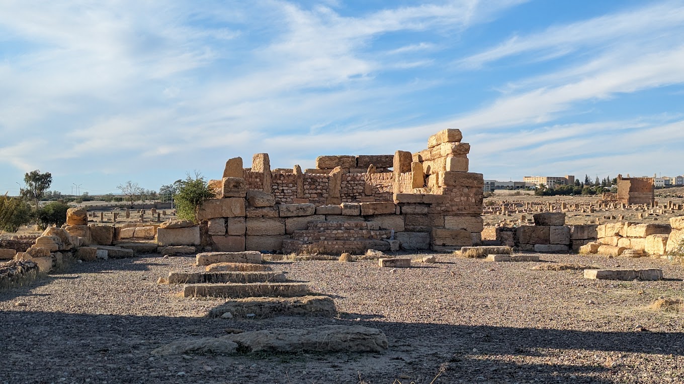Ancient temple ruins at Sbeitla Historic Site in Tunisia.