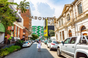 johannesburg, South Africa - March 6, 2019: This pic shows lovely Maboneng Precinct of Johannesburg city. This area is rated as One of South Africa's hippest urban districts. The pic is taken in day time.