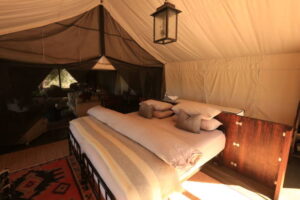 inside of an african luxury tent in Botswana