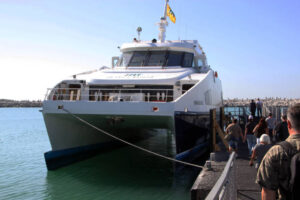 Cape Town, South Africa - March 12, 2012: The ferry that takes visitors to Robben Island, and back to the terminal building at the Victoria & Alfred Waterfront.